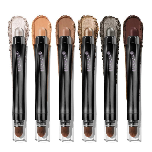 Neutral Brown Eyeshadow Stick Makeup 6PCS Set, Metallic Shimmer Matte Cream Eye Shadow Eyeliner Brightener Pencil Crayon - BROWN LATTE
