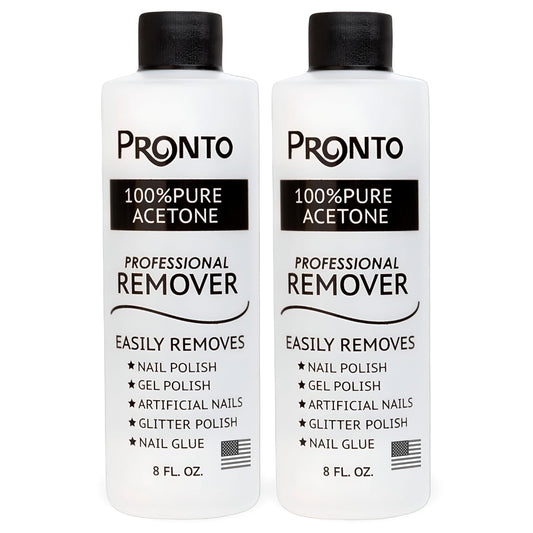 Pronto 100% Acetone Gel Nail Polish Remover - Polish Remover for Nails | Acetone Nail Polish Remover & Acrylic Nail Remover for Removal of Glue & Dip | Acrylic Nail Remover, 8 Fl oz 2 pack