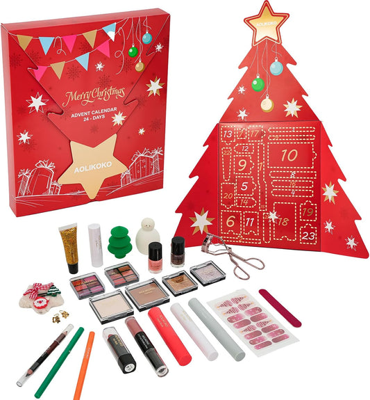 Mekaup Advent Calendar 2025, 24 Days Christmas Gift Makeup Sets, Xmas Countdown Calendar Full Makeup Kits, Makeup Kit Gift Set for Women, Teen Girls