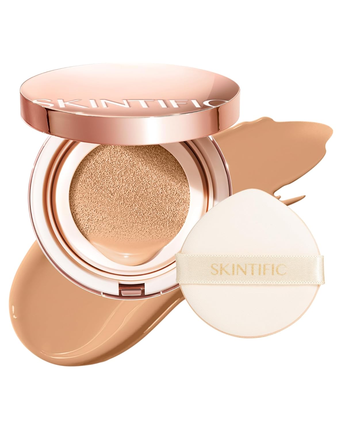 Full Coverage Cushion Foundation, Weightless, Skin Fit, Satin Glow Finish, Oil-Control Waterproof Foundation, Sweatproof Flawless BB Cream CC Korean Makeup Buildable