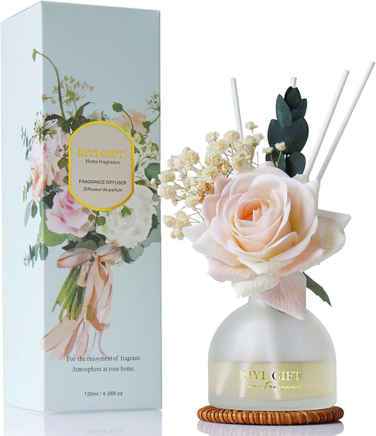 Reed Diffuser Set,4.06 oz Scented Diffuser with 6 Sticks,Home Fragrance,Reed Diffuser for Bathroom Shelf Decor (Jasmine Rose)
