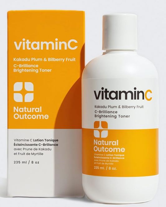 Natural Outcome C-Brilliance Vitamin C Toner for Face Daily Witch Hazel Facial Astringent with Kakadu Plum and Bilberry Fruit 8 oz Vegan, Fragrance Free