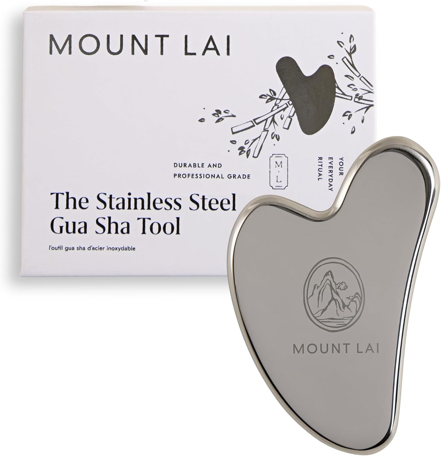 Mount Lai Stainless Steel Gua Sha Facial Tool – The Element of Refinement – Professional Grade Steel Face Sculpting Tool for Lymphatic Drainage, Puffiness Reduction & Refined Results