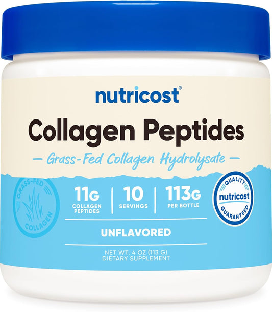 Nutricost Collagen Peptides Powder 4 oz (Unflavored) Type I, Type III Collagen - Grass-Fed, Gluten Free and Non-GMO