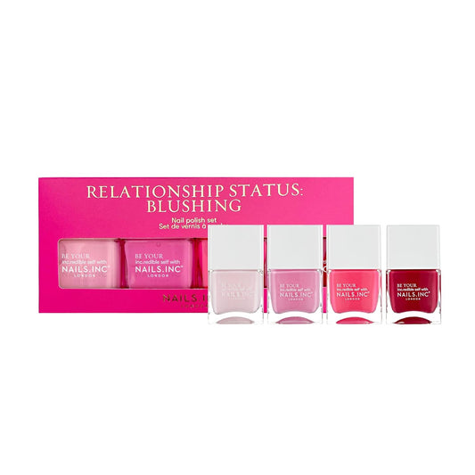 Nails Inc Relationship Status, Blushing Pink Nail Polish, Holiday Gift For Mom, Long Wearing, High Shine, Rouge, Neon Pink & Rich Berry, Full Coverage, Chip Resistant, Air Dry, Vegan, 4 Piece Set