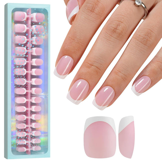Vansiho French Gel Nail Tips, 150Pcs Short Round Soft Gel Nail Tips Pink, French Tips Press on Nails, Fake Nails for Nail Art DIY 15 Sizes