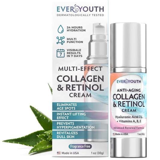 Face Moisturizer for Women, Hydrating Serum Travel Size Lotion with Collagen, Retinol, Hyaluronic Acid & Vitamin A, Anti Aging Face Cream, Made in USA, Facial Moisturizer Wrinkle Cream for Women, 1oz