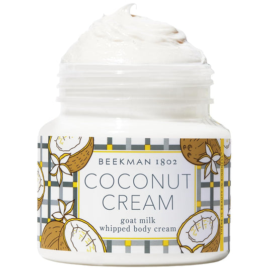 Beekman 1802 Coconut Cream Whipped Body Cream - Scented - 8 oz - Moisturizes, Soothes & Softens - With Coconut Oil & Mango Seed Butter - Microbiome Friendly - No Irritation - Good for Sensitive Skin