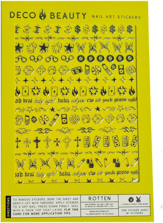 Deco Beauty Rotten Nail Stickers - Lightweight & Easy-to-Apply Nail Art with Cute & Trendy Designs - Durable & Long-Lasting Nail Stickers for Women, Ideal for DIY Manicures
