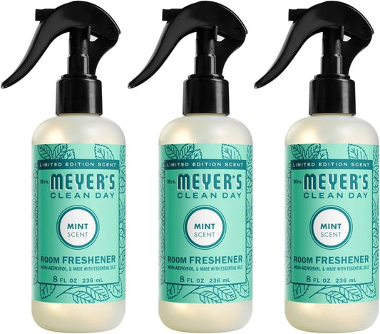 MRS. MEYER'S CLEAN DAY Room and Air Freshener Spray, Non-Aerosol Spray Bottle Infused with Essential Oils, Limited Edition Mint, 8 fl. oz - Pack of 3