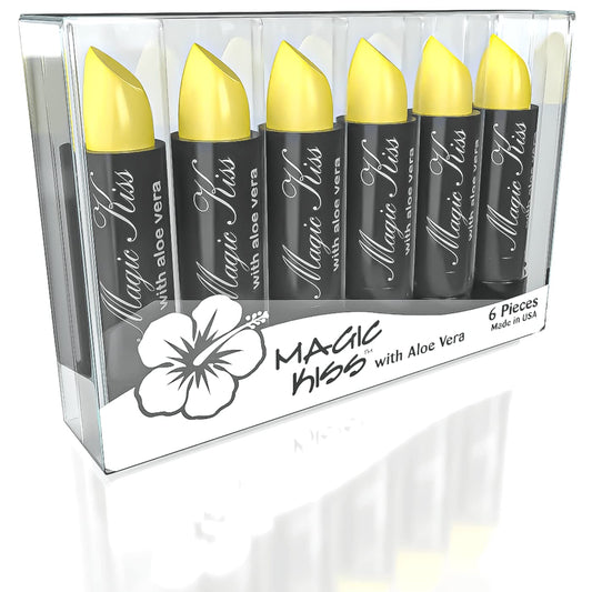 Magic Kiss Lipstick Set Aloe Vera Color Changing 6 Pack MADE IN USA (Yellow)