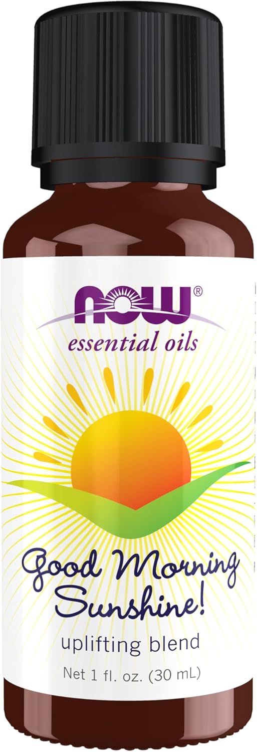 NOW Essential Oils, Good Morning Sunshine Aromatherapy Blend, Soothing Aromatherapy Scent, Blend of Pure Essential Oils, Vegan, Child Resistant Cap, 1-Ounce