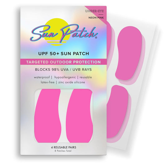 Sun Patch, Reusable Sun Screen Silicone Patches For UV Protection & Face Sunscreen, Sun Face Patches For Sun Exposure, UV Shield Silicone Sun Block (1 Pack/4 Pairs) (Pink) (Golf, Surf, Swim, Ski)