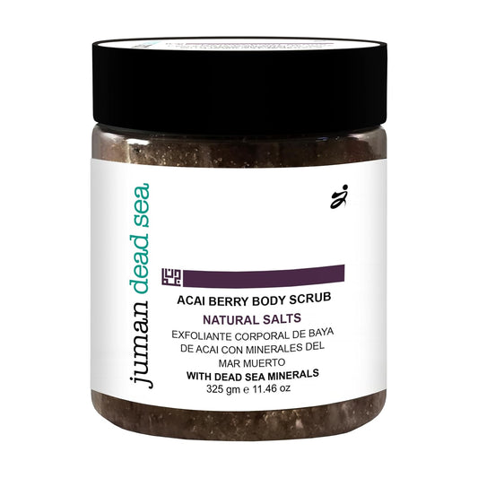 Juman Dead Sea Salt Body Scrub | Infused with Aloe Vera Essential Oil & Cocoa Butter | Acia Berry Scrub | Removes Dead Skin Cells and Rejuvenate Dull Skin | SlS & Paraben Free | Vegan | 11.46 Oz