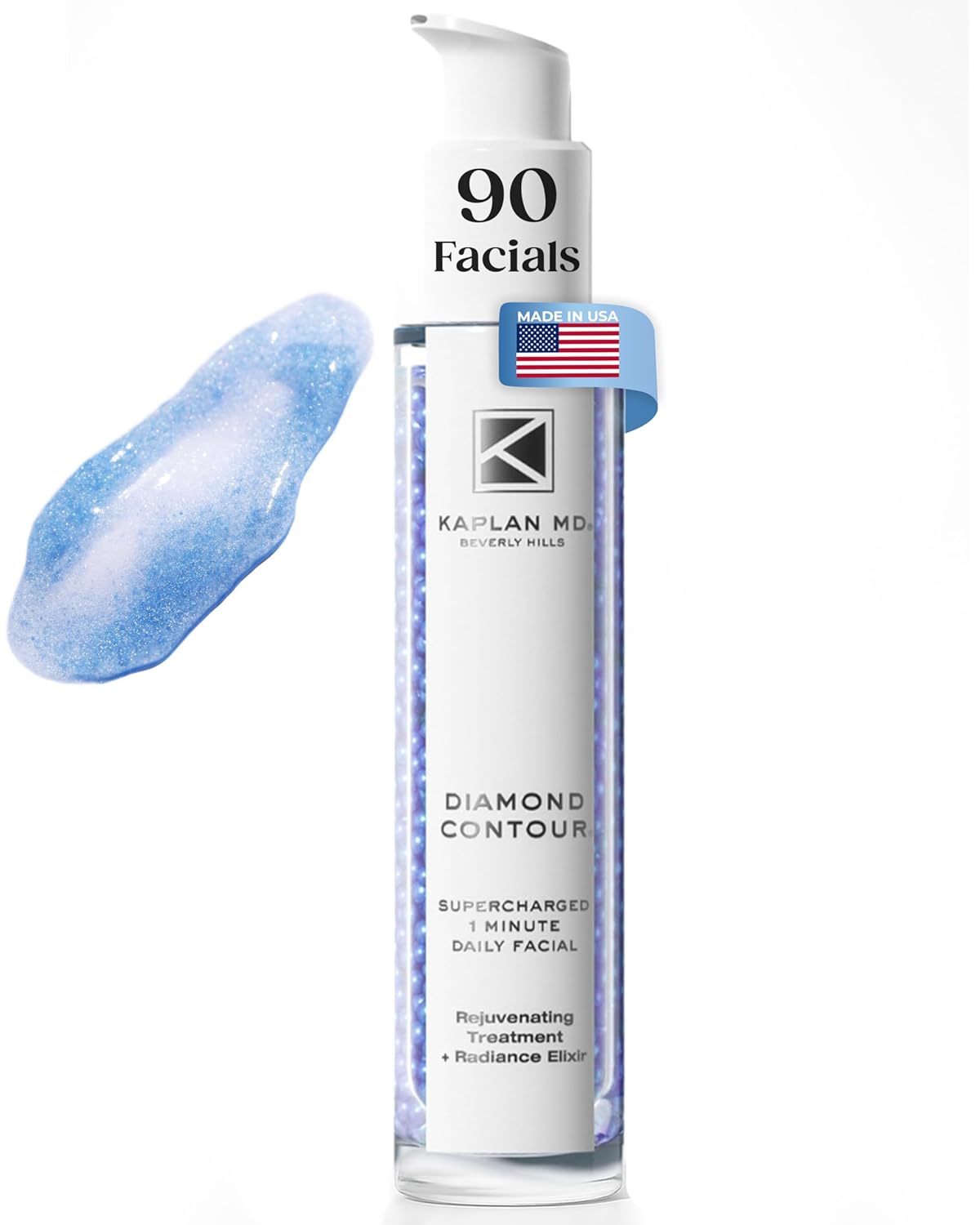 KAPLAN MD Diamond Contour Supercharged 1 Minute Daily Facial - Anti-Aging Serum for Face with Exfoliating Crushed Diamonds & Fruit Enzymes - Radiant & Smooth Skin for Women of All Ages - 3.0 fl oz