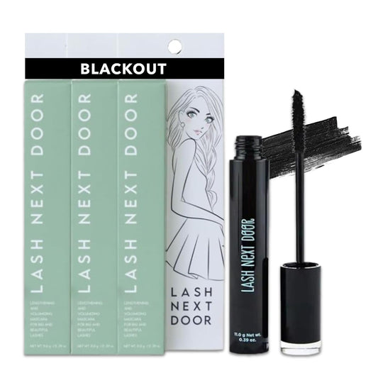 Lash Next Door Water Resistant Mascara Black Volume and Length - No Clump Volumizing Mascara for Thickening and Lengthening - Smudge Proof Lashes by Brooklyn and Bailey (3 Pack)