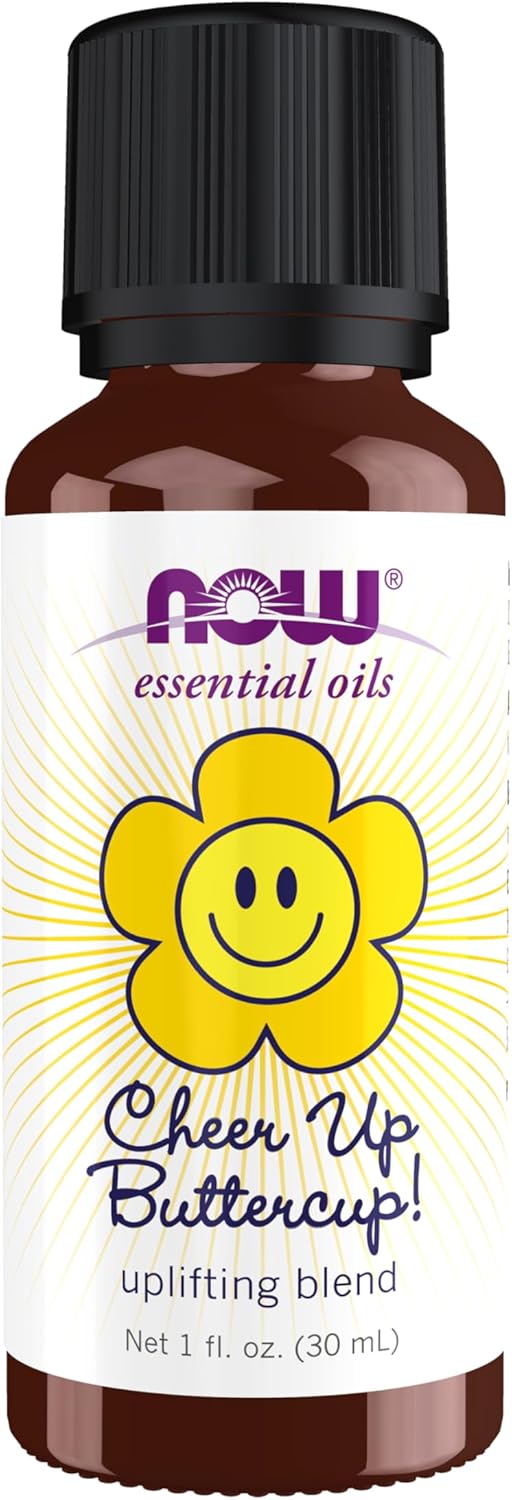 NOW Essential Oils, Cheer Up Buttercup! Oil Blend, Uplifting Aromatherapy Scent, Blend Pure Citrus Essential Oils, Vegan, Child Resistant Cap, 1-Ounce
