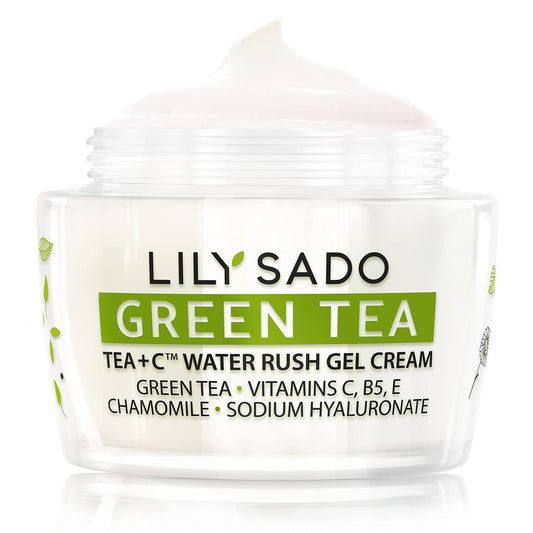 LILY SADO TEA+C Green Tea Water Rush Gel Moisturizer - Lightweight Vitamin C Anti-Wrinkle Moisturizing Lotion - Hydrates & Softens for Luscious, Radiant Skin. Perfect for Spring and Summer.