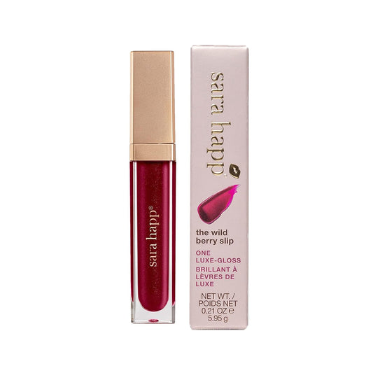 Sara Happ Wild Berry Slip Luxe Gloss with Subtle Shimmer - High-Impact Shine & Long-Lasting Wear, Nourish, Hydrate, and Heal Your Lips, 0.21 fl. oz.