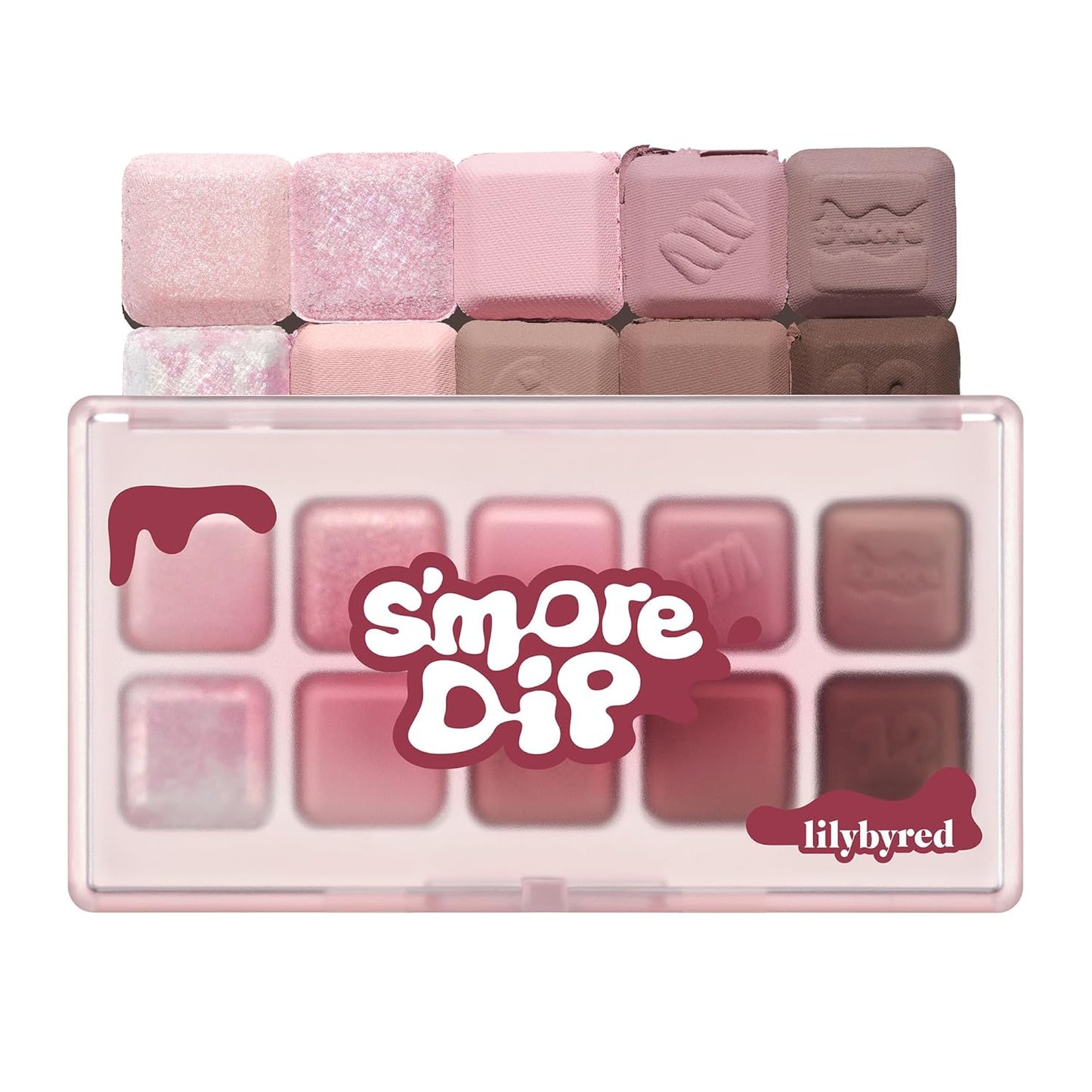 lilybyred Mood Keyboard | 10-Shade Korean Eyeshadow Palette, Highly Pigmented, Matte, Shimmer & Jelly Glitter, Smooth. Blendable, Long-Lasting, Dome-Shaped Design, 0.38 oz. (12 Strawberry Chip Smore)