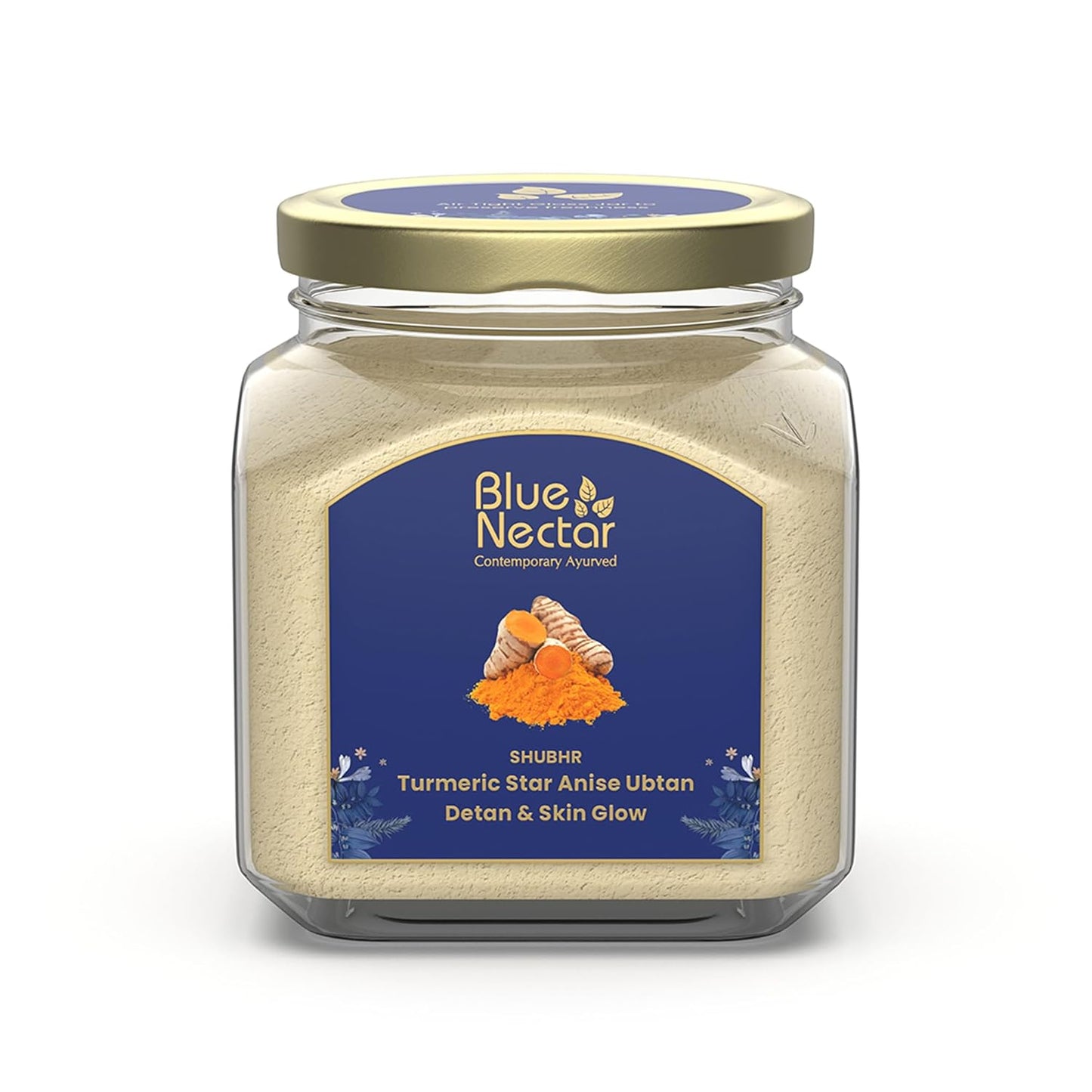 Blue Nectar Turmeric Ubtan Powder for Glowing Skin | Ayurvedic Ubtan Face Pack for Skin Brightening | Tan Removal Face Pack for Women & Men with Multani Mitti Powder | (3.5 Oz, 9 Herbs)