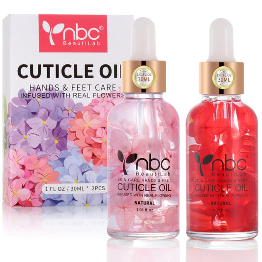 Nail Cuticle Oil, 2Pcs 30ml Rose & Strawberry Cuticle Oil Set Nail Growth Oil with Vitamin E, Jojoba Oil Natural Plant Based Cuticle Oil for Nails Smoothing, Nourishing, Moisturizing