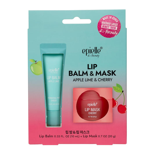 Epielle Lip Balm & Mask Apple Lime & Cherry, Hydrating Tint Sheer, Overnight Lip Masks, Kbeauty