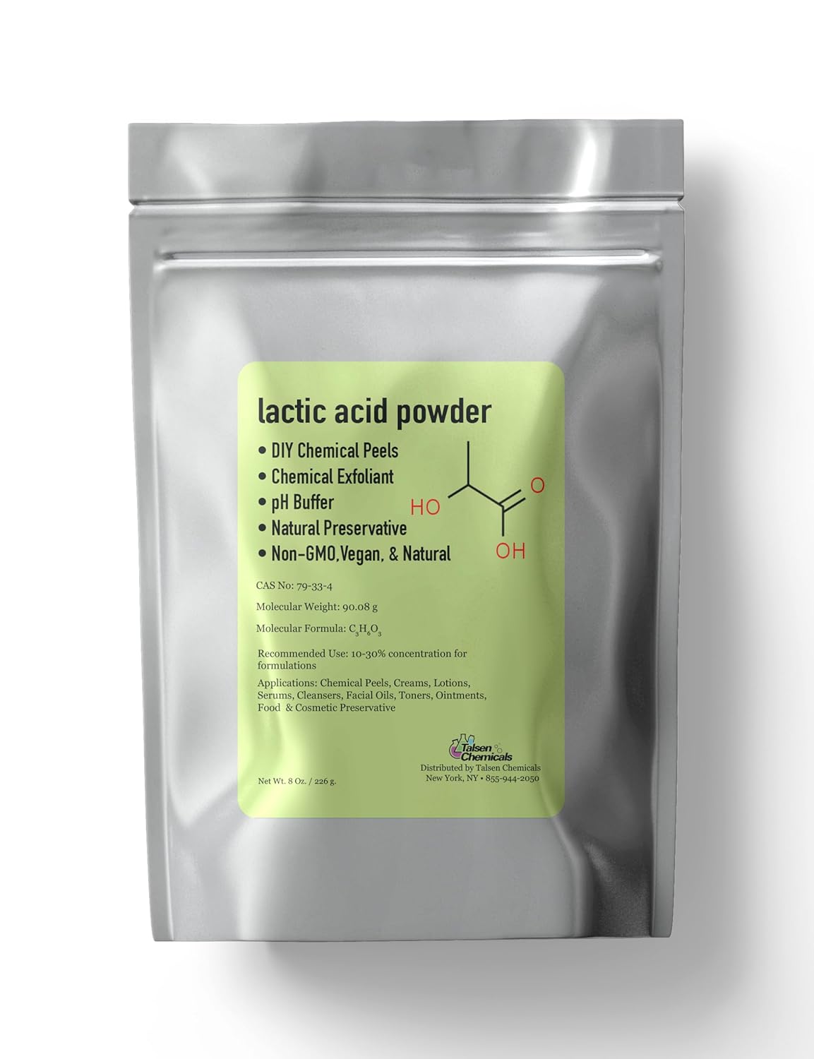 Lactic Acid Powder Lactic Acid Food and Cosmetics Grade DIY Lactic Acid Peel for Skin Moisturizing 8 Ounce (Pack of 1)
