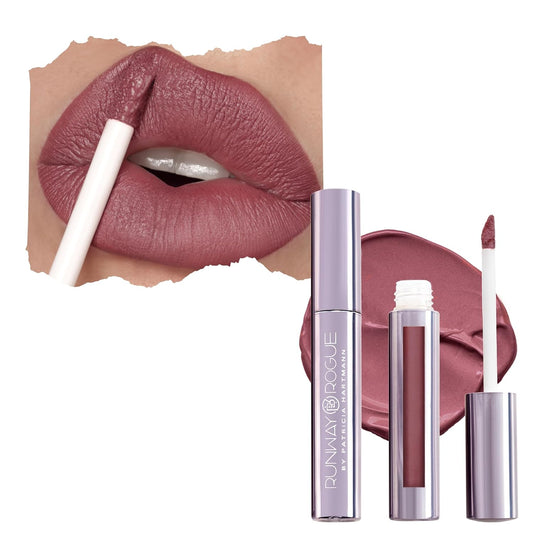 Runway Rogue Velvet Glam Liquid Lipstick, Almost-Matte Faded Mauve Lipstick with a Hint of Plum, ‘Glam Squad’