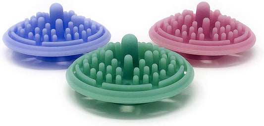 Paint Puck Paint Brush Cleaner (3-Pack, Multicolor) – Reusable Silicone Insert with Suction & Nubs for Cleaning Acrylic, Oil & Watercolor Brushes – Fits Cups for Classroom, Studio & Home Use