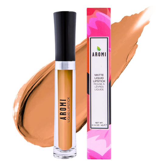 Aromi Yellow Gold Matte Liquid Lipstick | Long-Lasting Lip Color for Women, Apricot Squash Shade, Vegan, Waterproof, Burnt Pumpkin Shade (Honey Mustard)