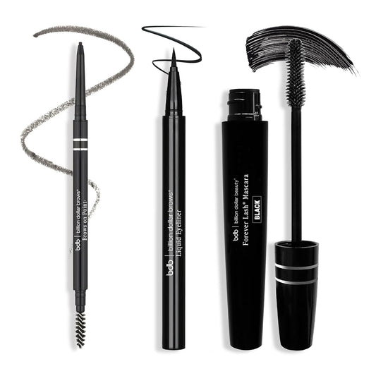 bdb Universal Eyebrow Kit - Eyebrow Pencil, Liquid Eyeliner & Mascara, Long-Lasting, Waterproof, Raven Black