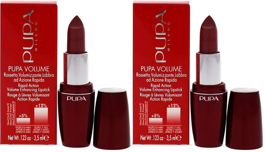 Pupa Volume Rapid Action Enhacing Lipstick - 301 Coral Pink Milano for Women - 0.123 oz Lipstick (Pack of 2)