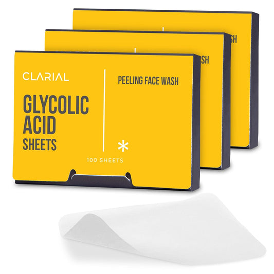 Glycolic Acid Soap Sheets - 100 Exfoliating Peel Face Wash - Travel Size Facial Cleanser with Vitamin C, Retinol, Kojic Acid, Collagen - Anti Aging and Minimizes Pores and Scars - 3 Pack