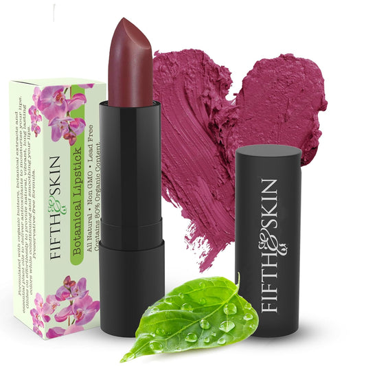 Fifth & Skin BOTANICAL Lipstick (CHERRY) | Vegan | Natural | Organic | Certified Cruelty Free | Paraben Free | Petroleum Free | Healthy | Moisturizing | Vibrant Color that's Good for your Lips!