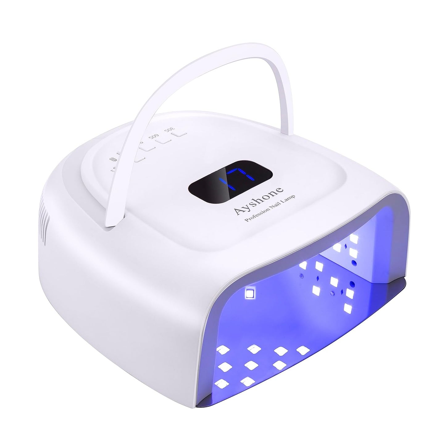 Rechargeable LED Gel Nail Lamp,60W Cordless UV Led Nail Light Nail Dryer for Gel Nails with Lifting Handle Touch Sensor LCD Screen(White)