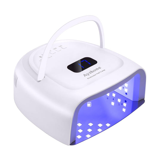 Rechargeable LED Gel Nail Lamp,60W Cordless UV Led Nail Light Nail Dryer for Gel Nails with Lifting Handle Touch Sensor LCD Screen(White)