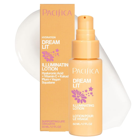 Pacifica Dreamlit Illuminating Facial Lotion – Vitamin C & Niacinamide Brightening Moisturizer for Radiant Glow - Natural Dewy Finish Hydrates & Minimizes Pores - Lightweight Daily Face Cream, Vegan