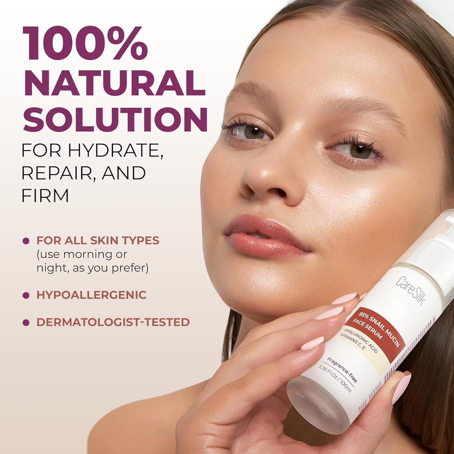 Snail Mucin Serum - Face Hydrating Essence - Hyaluronic, Collagen, Royal Jelly - Advanced 95% Snail Peptide Moisturizer, Barrier Serum - 100 ml