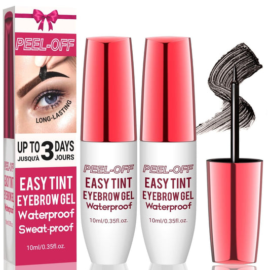 2PCS Easy Peel Off Tattoo Eyebrow Gel Kit - Brow Peel Off Gel for Women,Waterproof Long lasting,Sweatproof,Natural Brows Color,For Fuller & Defined Looking Brows,DIY at Home(Black)