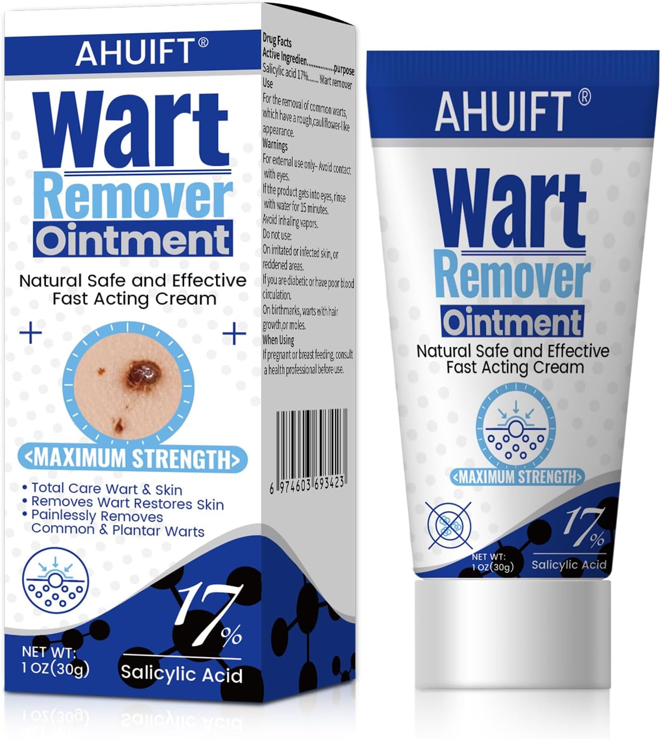 Fast Action Wart Remover Ointment Maximum Strength Cream with Salicylic Acid - Fast-Acting Wart Cream Freeze Off Designed for Warts XK04