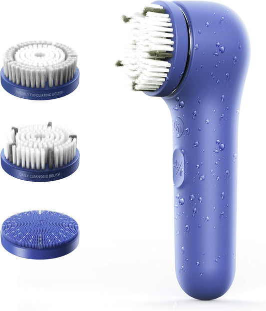 Premium Facial Cleansing Brush,Waterproof Face Scrubber,Spin & Sonic Modes with 3 Intensities,Magnetic 3-Head System for Deep Pore Cleaning, Gentle Exfoliation & Sensitive Skin Care - for Women & Men
