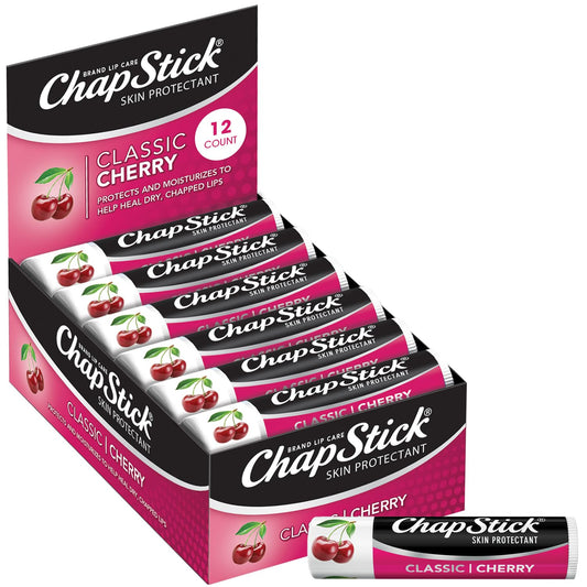 ChapStick Bulk Lip Balm, Classic Cherry 12-Count – Lip Moisturizer for Dry Lips, 0.15 Oz Ea