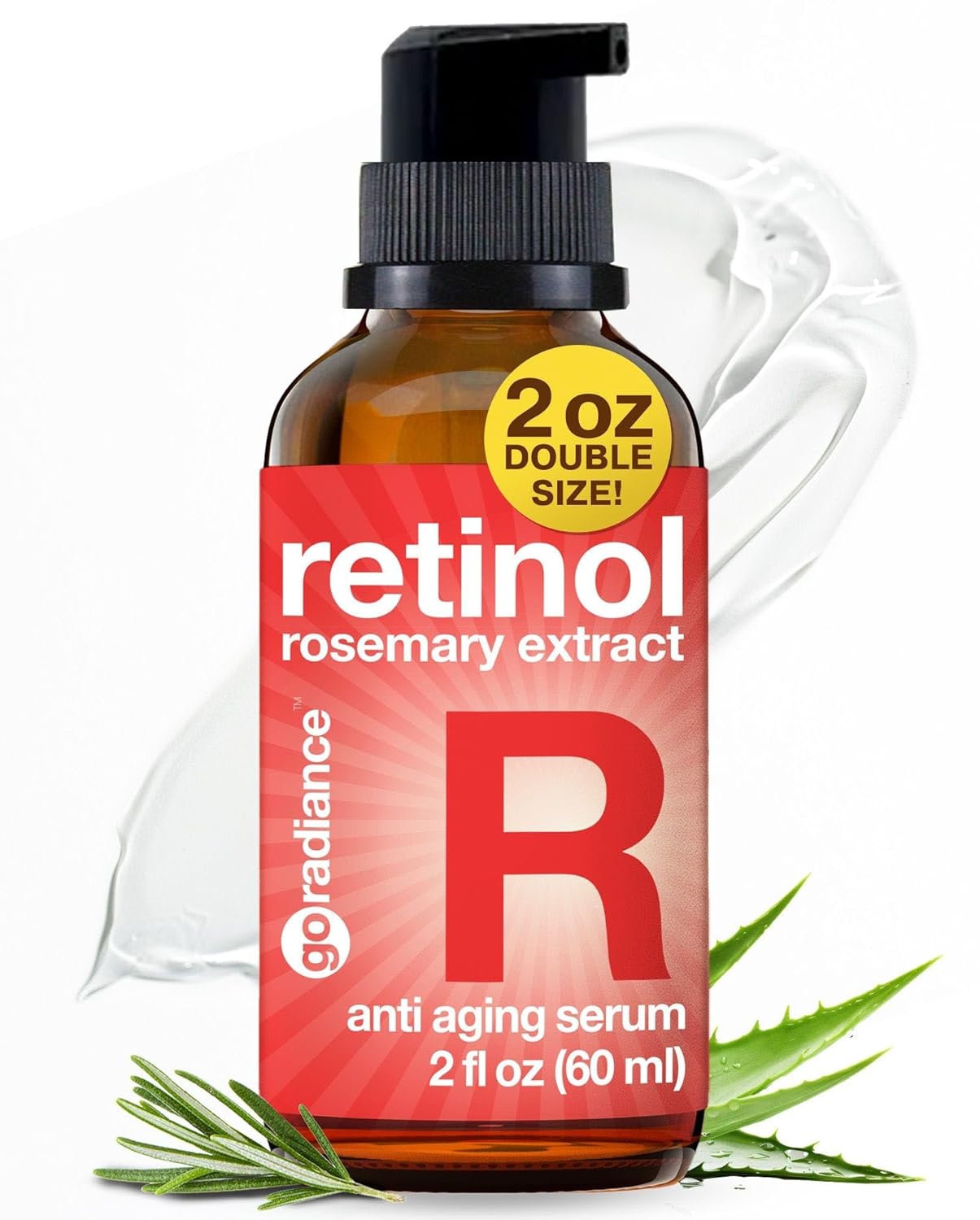 2X BIGGER 2oz, 1% Retinol Serum for Face, Dark Spot Remover, Anti Aging Serum, Retinol Cream, Aloe Vera, Rosemary, Calendula Extract, Made in USA