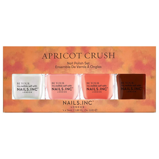 Nails Inc Apricot Crush Nail Polish Set, Multicolor, Glossy, No Chip, Long Lasting, Quick Dry, Air Dry, Professional Manicures & Pedicures, Fingernails & Toenails, Vegan Nail Polish Quad, 4 Piece Set