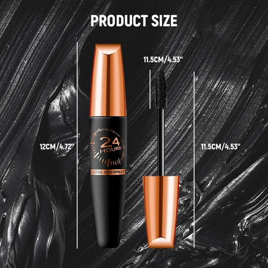 2025 New Waterproof Silk Fibre Thick Mascara, Iron Wand Mascara Curling Eyelashes Iron Mascaras with No Flaking, Long-Lasting 4D Curling Silk Fiber Lash Mascaras for Women Eyes Makeup(2PCS)