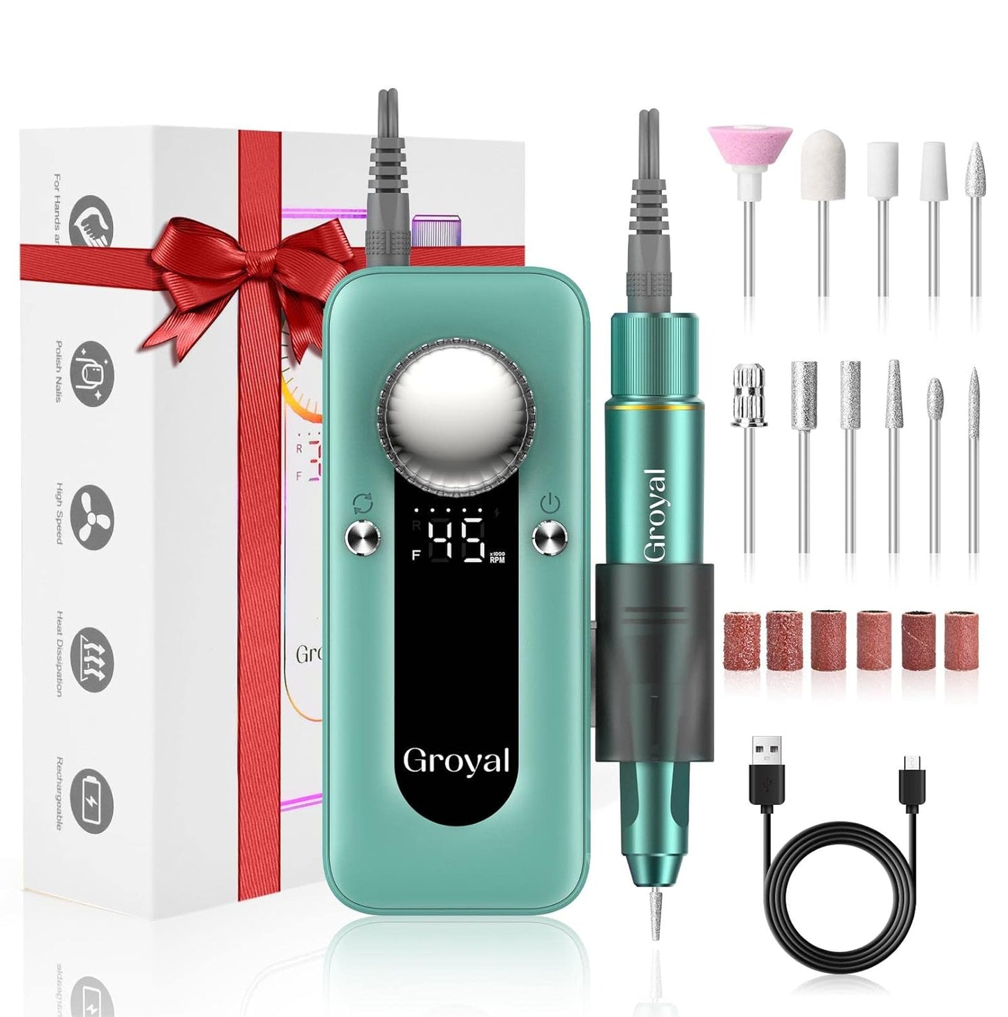 Electric Nail Drill Professional, 45000RPM Cordless Electric Nail File for Acrylic Gel Nails, Professional Nail Drill Manicure Pedicure Polishing Shape Tools for Home Salon
