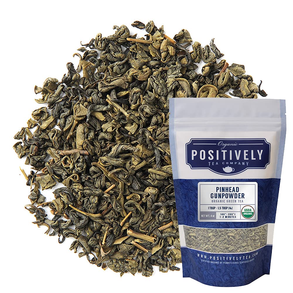Organic Positively Tea Company, Pinhead Gunpowder Green Tea, Loose Leaf, 4 Ounce