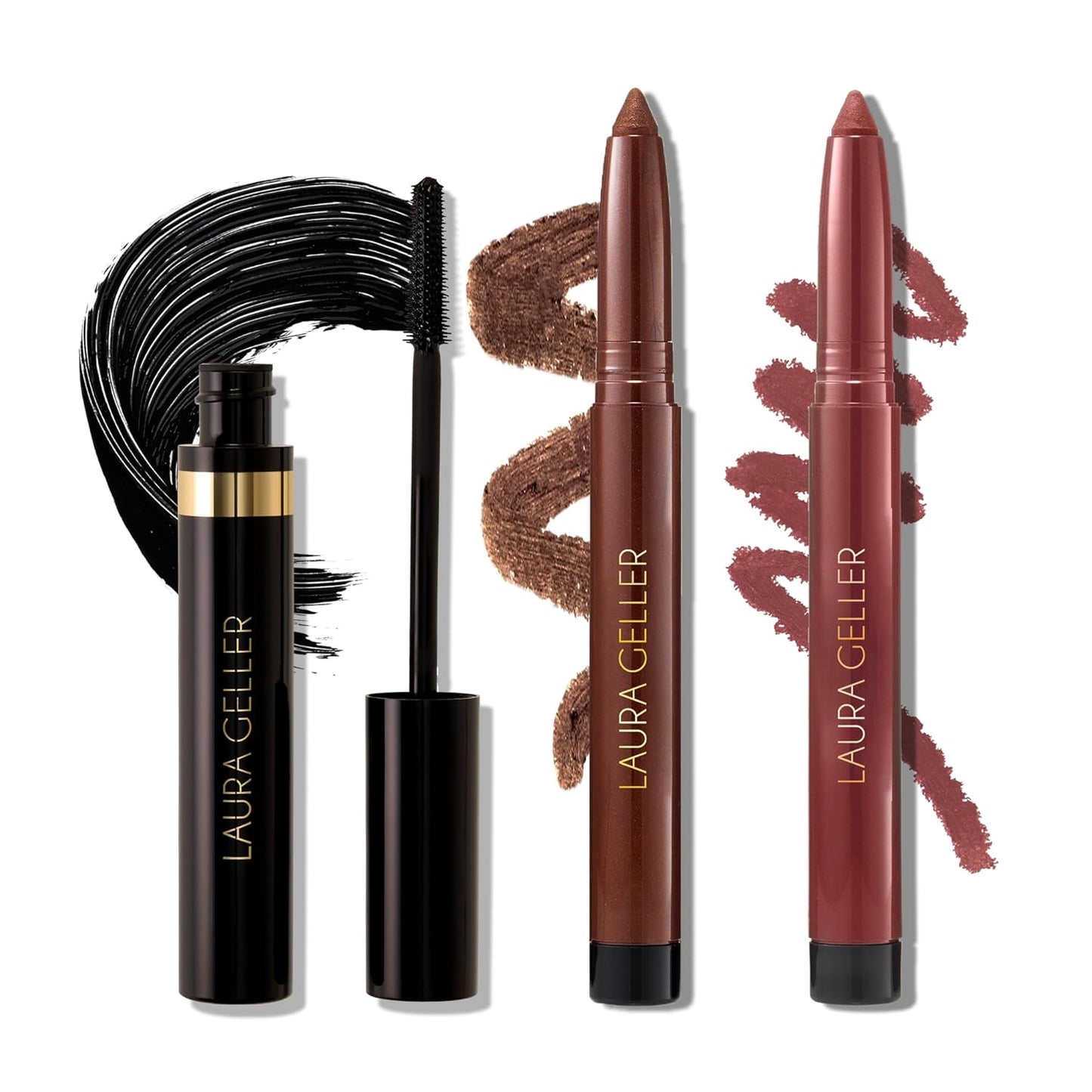 LAURA GELLER NEW YORK The Kajal Collection 3PC Makeup Kit - Kohl Eyeliner Crayon, Mascara & Matte Lip Color - Limited Edition Eye & Lip Makeup Gift Set - Perfect for Mother's Day, Birthday, Gifting