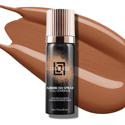 LUMINESS Airbrush Body Coverage - Tattoo Cover Up Makeup - Full Coverage Foundation for Face & Body - Water-Resistant, Long-Wear, Natural Radiant Finish, Light Deep